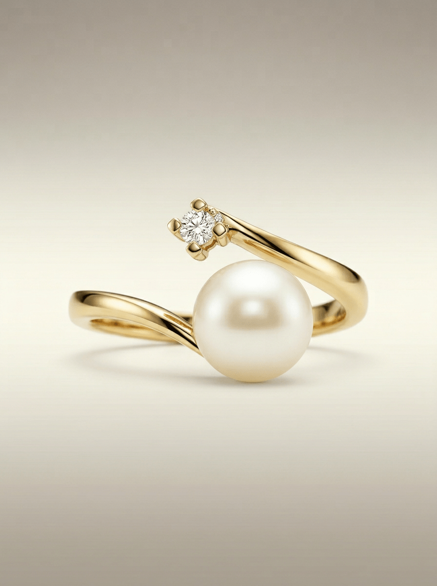 ANILLO CON PERLA Y MOISSANITE